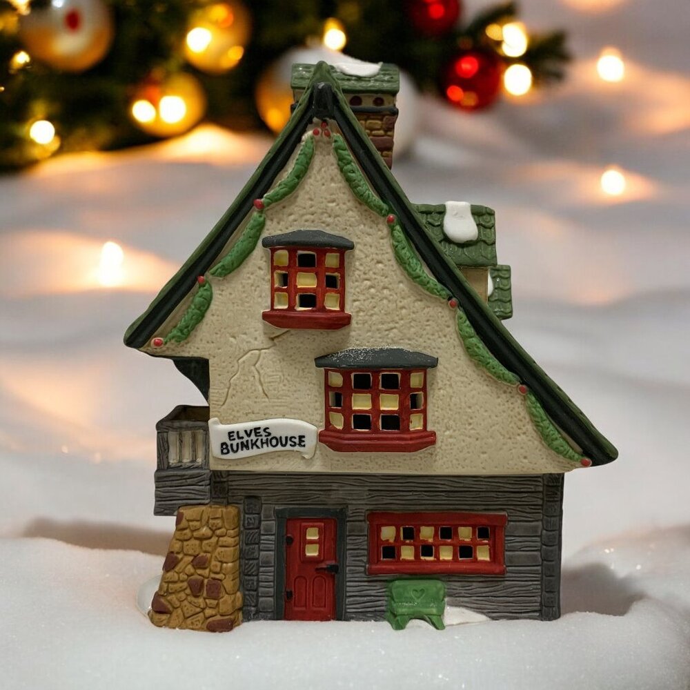 Dept 56 Elf Bunkhouse North Pole Village Lighted Christmas Decoration from 1990